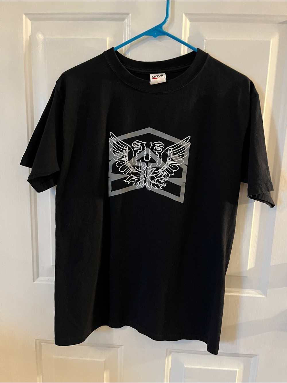 Anvil Black Tee with Silver Eagle Emblem